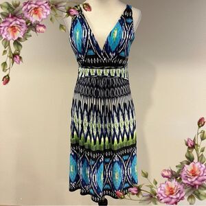 Papillon Blanc v-neck‎ sleeveless casual mini Dress size large